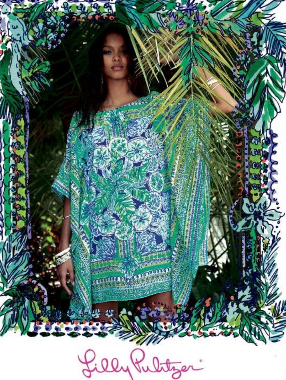LILLY PULITZER silk floral caftan mini dress - size medium